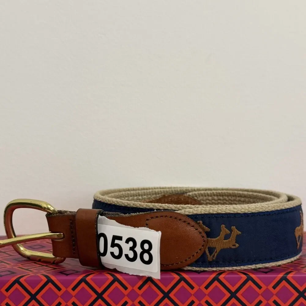 Men’s Golf Belt Size 40 Leather Man LTD Brass Buckle Pointer Dogs NY Made In USA
